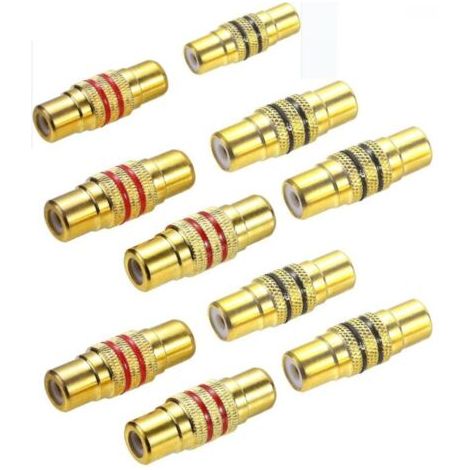 Pair 10 adaptateurs RCA femellefemelle plaqués or, coupleurs pour audio et vidéo (1/5)