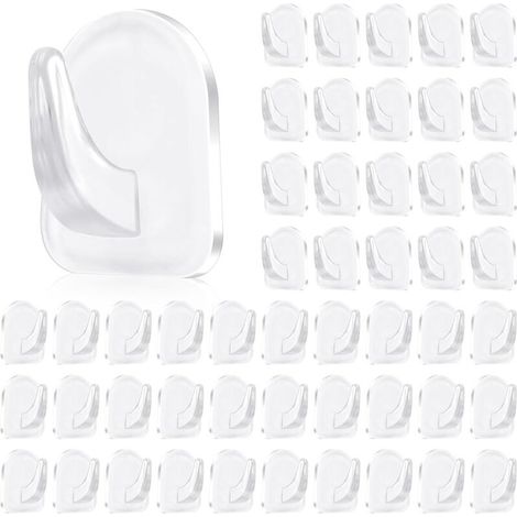 Set aus 30 extra starken Klebehaken – Kein Bohren erforderlich – Transparent – ​​Kleine selbstklebende Haken – Rückstandsfrei – Für Wohnzimmer, Küche, Badezimmer