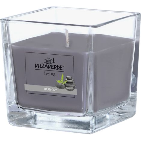 Villa Verde Duftkerze im Glas klar eckig Harmony, 8 x 8 x 8 cm Duftkerzen