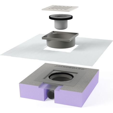 Module d'évacuation prêt à poser JACKOBOARD® Aqua Connect pour douches à pentes maçonnées 297 × 297 × 70 mm avec siphon horizontal intégré DN 50 (1/2)