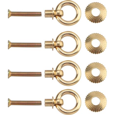 Poignées tirage vintage mini 4 pièces, anneaux simples en laiton pour boîte cosmétique, coffret bijoux, accessoire de poignée doré. (1/5)