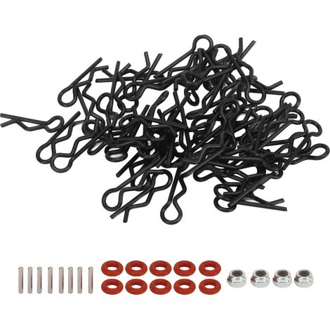 60 pièces attaches de carrosserie voiture RC 17mm longueur 1.0mm diamètre, universelles pour modèles 1/16 1/18, clips noirs faciles à installer et retirer (1/5)