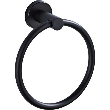 Lntyq Porte-Serviettes, Anneau Porte Serviettes Mural Givré Noir en Acier Inoxydable, Porte Serviette Rond pour Salle de Bain, Cuisine (Noir), 166.55.5cm