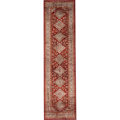 Tapis oriental de couloir 80x300 orange rectangle motif ethnique LYN1 DAZOR