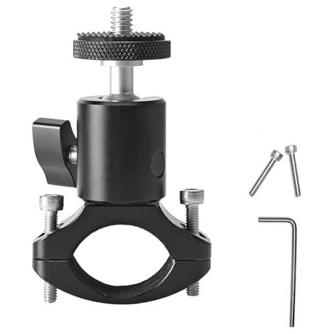 Soporte universal de aluminio para manillar de cámara deportiva: rotación de 360 grados para bicicletas y motocicletas, correa de montaje en tubo y adaptador de montaje (modelo estándar).