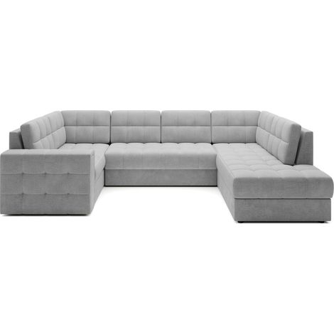 Canapé d'angle convertible MONTEZA gris 299 cm avec coffre et couchage (1/5)