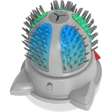 Toelettatore automatico per gatti, massaggiatore intelligente, spazzola autopulente, pettine rotante a 2 velocità con luce LED a colori variabili e giocattolo interattivo con erba gatta.