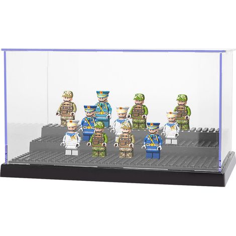 Acrylic Display Case Countertop Box Acrylic Three Tier Display Box Assembled Building Blocks Lego Display Case Perspex Dustproof Storage Box for Lego Lovers 25.5 x 15.3 x 13.9cm (1/5)