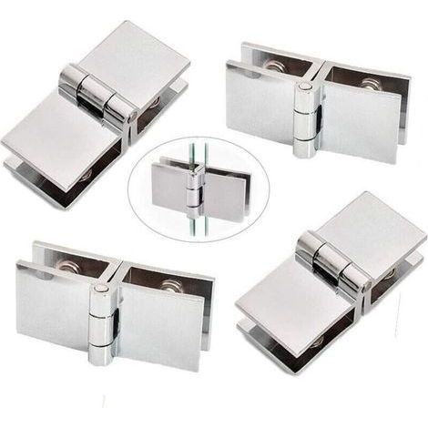 4pcs Glass Door Clip Hinge, Stainless Steel Glass Door Hinge, Glass Folding Hinge, Door Clamp Hinge, C (1/4)