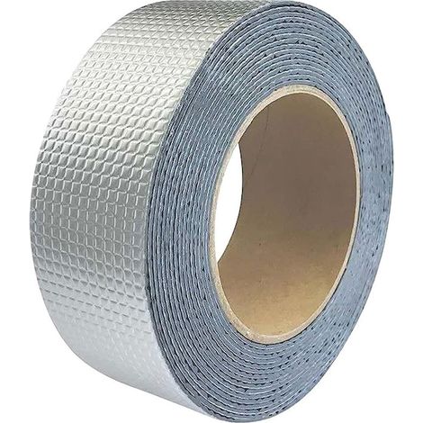 Ruban adhésif pour réparation de stations d'épuration, finition aluminium, résistant aux intempéries, anti-fuites, adhésif permanent, dimensions : 5 m x 5 cm (1/5)