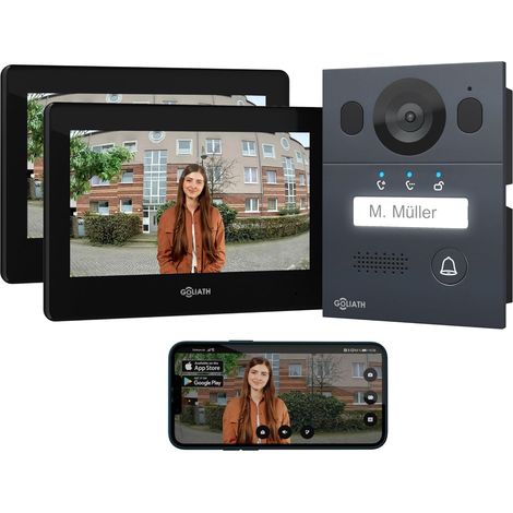 GOLIATH Basic 2-Draht BUS Türsprechanlage FullHD App 150° 1 Familie Unterputz 2 x Innenstationen (1/5)