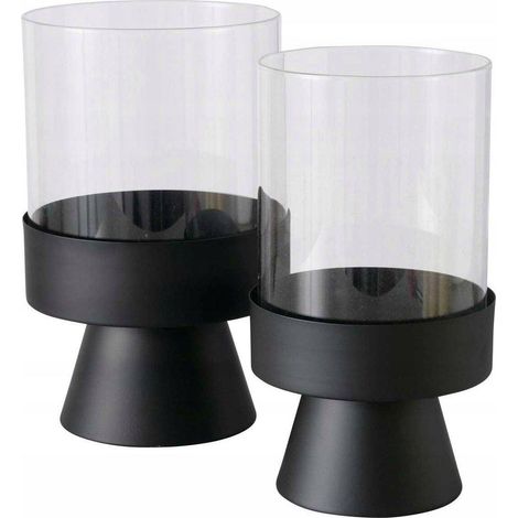 Boltze Conjunto de Portavelas Modernos Negro 28 cm