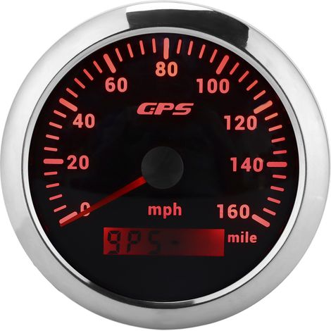 Compteur de vitesse GPS de 3,3 pouces, mesurant de 0 à 160 mph, rétroéclairé, étanche IP67, convient aux voitures, camping-cars, bateaux et yachts, cadran noir. (1/5)