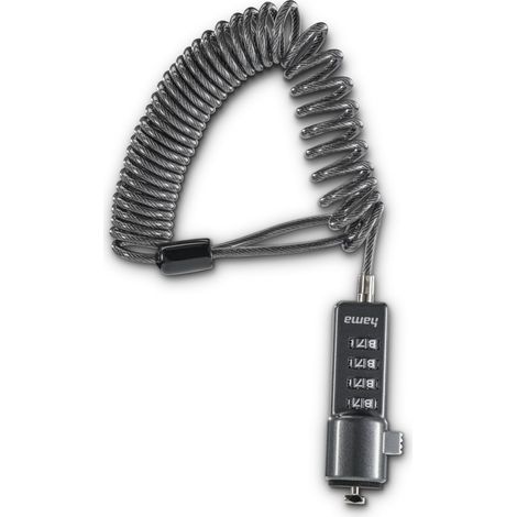 ANTIVOL POUR PC PORTABLE ''PORTABLE'', CADENAS À COMBINAISON À 4 CHIFFRES, AC HAMA (1/5)