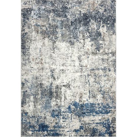 Tapis bleu élégant à poils courts doux et facile d entretien - 150 x 80 cm (1/5)
