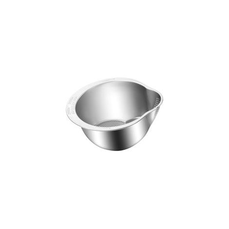 Reiswaschbecken – Reisabtropfschale, Küchensieb aus Edelstahl, großer Abtropfkorb mit seitlichem Mikro-Lochfilter, geeignet für Gemüse und Obst – Crezuo