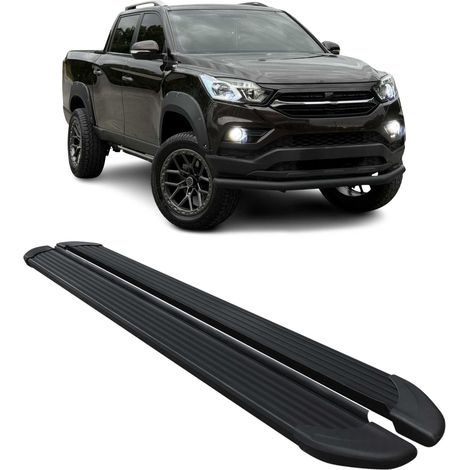 Marchepieds Latéraux pédale pour Ssangyong Musso 2018-2023 / KGM Musso 2023-2025 Noir Aluminium 2 Pcs (1/5)