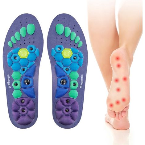 Semelles de massage magnétiques - Unisexe - Soutien de la voûte plantaire - Semelles d'acupression pour chaussures de travail - Pieds plats - Découpables - Répartition de la pression plantaire - Point (1/5)