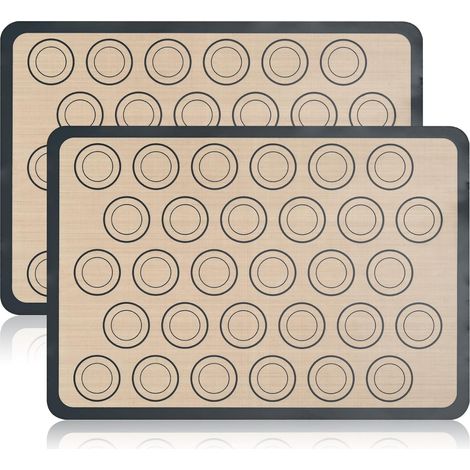 Confezione da 2 tappetini da forno con cerchi – Tappetini in silicone antiaderenti e riutilizzabili, senza BPA, adatti a teglie di medie dimensioni (42 cm x 29,5 cm) per una cottura e una pasticceria 