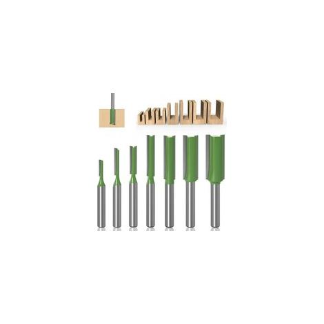 6mm Fraise défonceuse droite, 7 pièces Mèches de routeur droites Fraise à tranchants droits Jeu de mors droits Outils de travail du bois de fraise en bois de carburateur