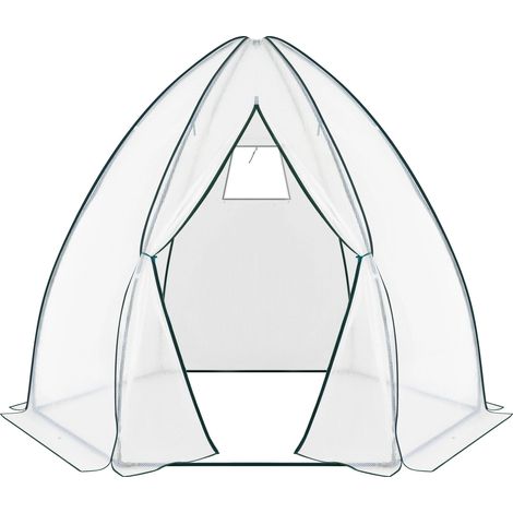 Gartengewächshaus in Kegelform 240 x 200 x 240 cm aus PE und Stahl, weiß (1/4)