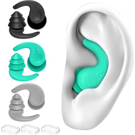 3 paires - Bouchons d'oreilles de natation en silicone - Lavables et réutilisables - Pour la natation, le surf et la plongée avec tuba (1/5)