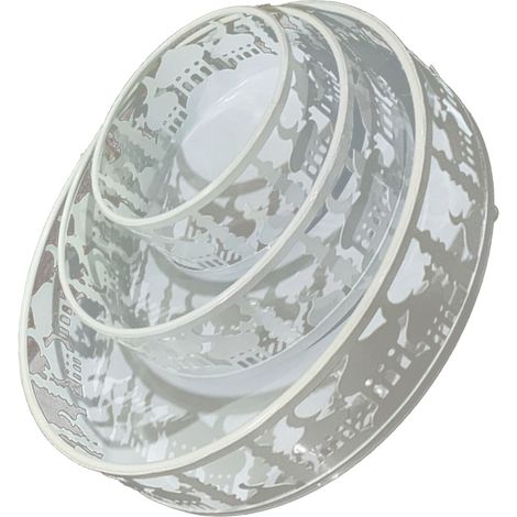 Lot de 3 Bols à Fruits Modernes, Bord Arrondi Épaissi, Design Évidé, Plat de Service Facile à Nettoyer pour Maison et Fêtes, Blanc (1/5)