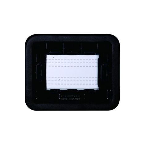 ETTROIT Placca con coperchio 3P IP55 custodia idrobox compatibile Bticino Living colore nero  -  LN2703