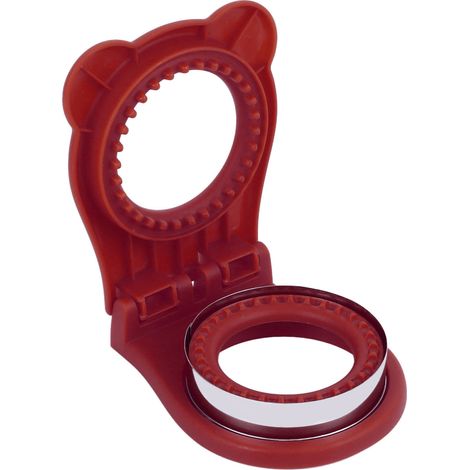 Ciseaux d'intervention d'urgence pliables avec coupe-anneau, brise-vitre et fonction de verrouillage pour une utilisation intérieure et extérieure (rouge). (1/5)