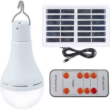 Ampoule solaire à trois niveaux, 9w, variable, avec capteur de lumière, Portable, Rechargeable, pour abri de Camping (1/5)