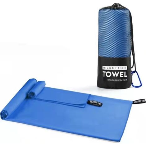 Lot de 2 serviettes de voyage en microfibre, séchage rapide, idéales pour le camping et la plage, ultra-absorbantes. (1/5)