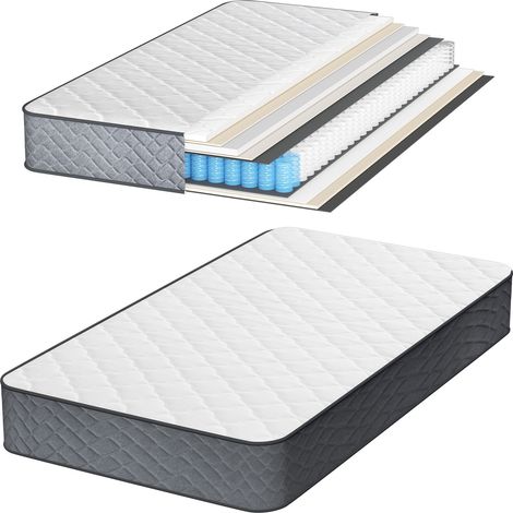 TolleTour Matelas à ressorts ensachés 120 x 190 cm, environ 22 cm, fermeté H3, 7 zones et couche de coton de 2 cm pour un couchage confortable avec soutien (1/5)