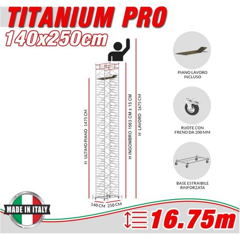 Trabattello TITANIUM PRO Altezza lavoro 16,75 metri