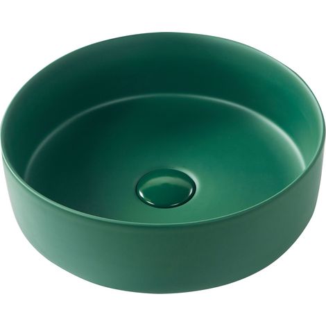 Piano bagno Lavabo rotondo in ceramica 370 mm Verde opaco Gudar