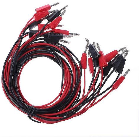 Lot de 10 cordons de test avec fiches bananes 4 mm et câble rouge/noir de 1 m (1/4)