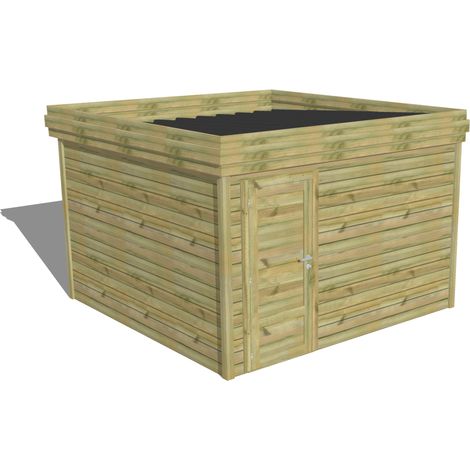 ABRI DE JARDIN bois Pin autoclave 27mm - 3,44x3,44m / 11,8m2 - Bac acier - Abri Français (1/5)