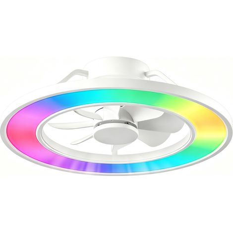 Parrot Uncle 50cm Smart Ceiling Fan with Light, RGB LED Flush Mount Fan with APP & Remote Control, Silent DC Motor Reversible 6 Speed Fan for Bedroom Living Room