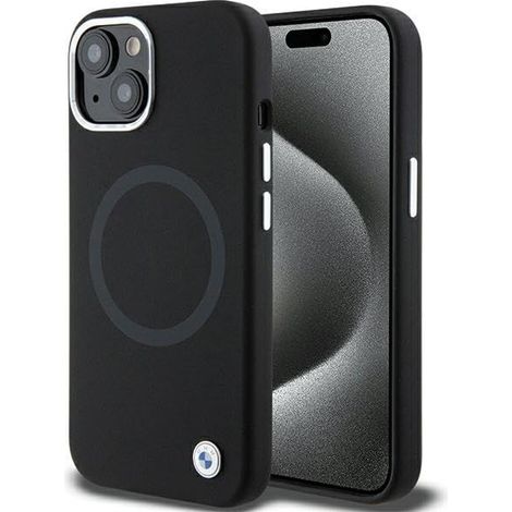 BMW BMHMP15MSILBK2 Coque MagSafe en silicone liquide Signature pour iPhone 15 Plus / 14 Plus 6,7" noir/noir