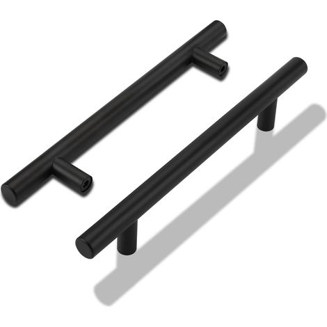 Poignée de Meuble Cuisine Noir - Lot de 10 Poignées Tiroir Encastrée Inox 160mm (1/5)