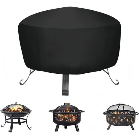 (8065cm) 420D Guangyu Housse de Protection pour Braséro Rond, Imperméable, Noir, PVC, Couvre-Feu, Jardin Patio Extérieur (1/5)