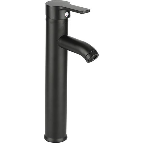 Mitigeur noir en acier inoxydable pour lavabo, eau chaude et froide, robinet de lavabo pour salle de bains et toilettes (1/5)