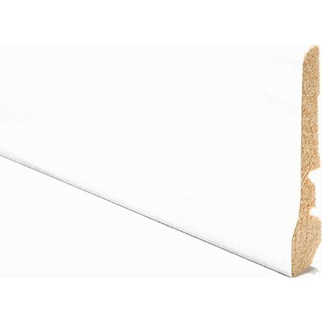 Battiscopa liscio impiallacciato tanganica con piede bianco mm 70 x 14 - kimono (1/2)