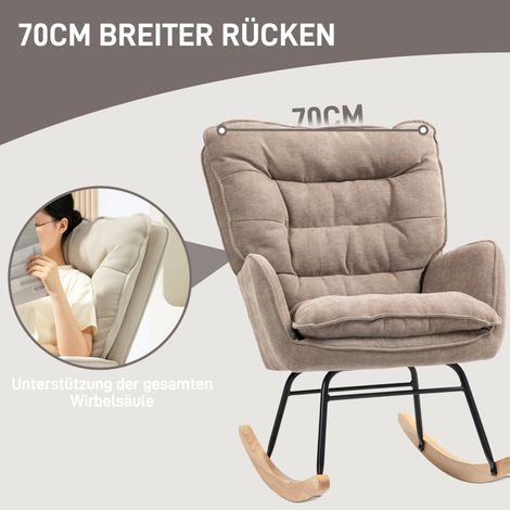 Chaise à bascule, assise large, dossier haut, cadre en hêtre, jusqu'à 120 kg, marron (1/4)