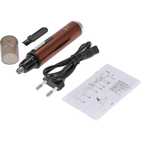 Tondeuse à nez et oreilles rechargeable KEMEI KM-6619 - TOMTOP - Lame en acier inoxydable - 40 min d'autonomie