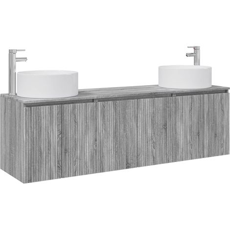 Bathroom Cabinet Set 3 pcs Grey Sonoma 49.5 x 44.5 x 65.5 cm vidaXL (1/5)