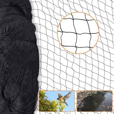 Rete per uccelli 15x15 m per voliera - Rete protettiva nera con maglia 5x5 cm, rete multiuso per pollame