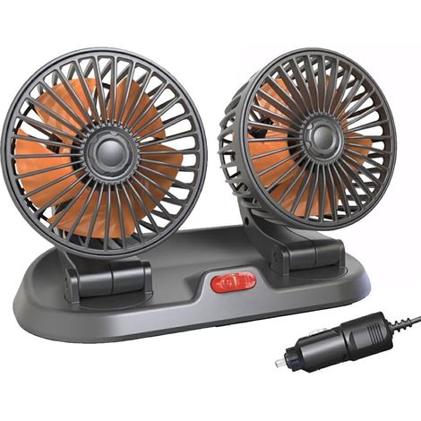 Ventilador doble para camiones y vehículos comerciales – Ventilador de repuesto plegable y giratorio – Mini cable de alimentación – Ventiladores autoadhesivos – 24 V