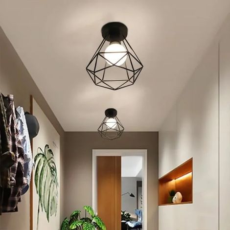 U-do Lot de 2 Plafonnier Lampe Industrielle Pour Loft ,Cuisine ,Salle de bain,Noir (1/4)