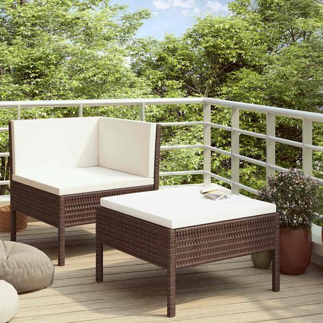 Salon de jardin 2 pcs Ensemble Table et Chaise de Jardin - avec coussins Résine tressée Marron BV553525 - BonneVie (1/5)