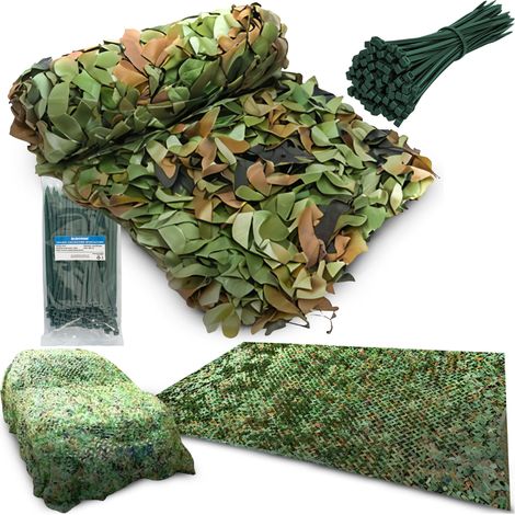 Filet de camouflage Heckermann 2x3m 150D + 100 attaches de câble - Vert (1/5)